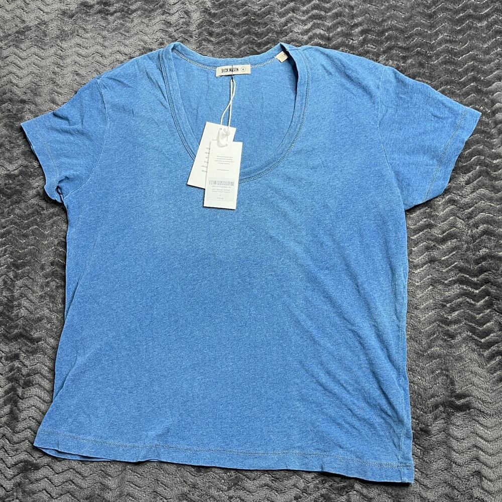 Buck Mason M017 Indigo Dipped Jersey Easy V-Neck Size M NWT